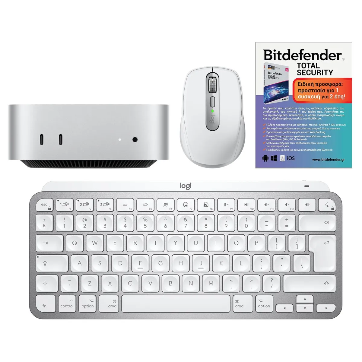 Apple MacMini Μ4 + Logitech Combo + Bitdefender Security