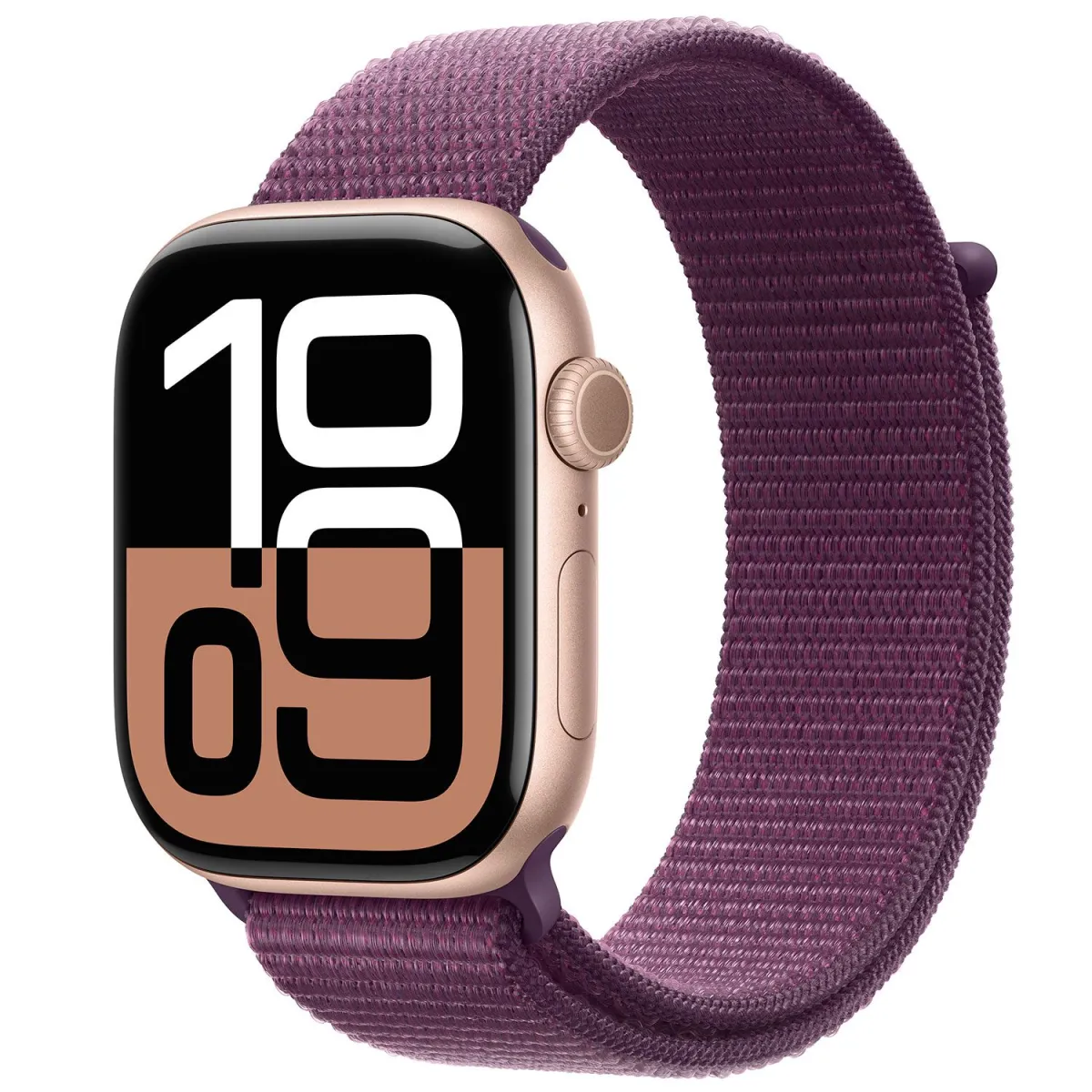Apple Watch Series 10 46mm Rose Gold Aluminum Case with Plum Sport Loop
