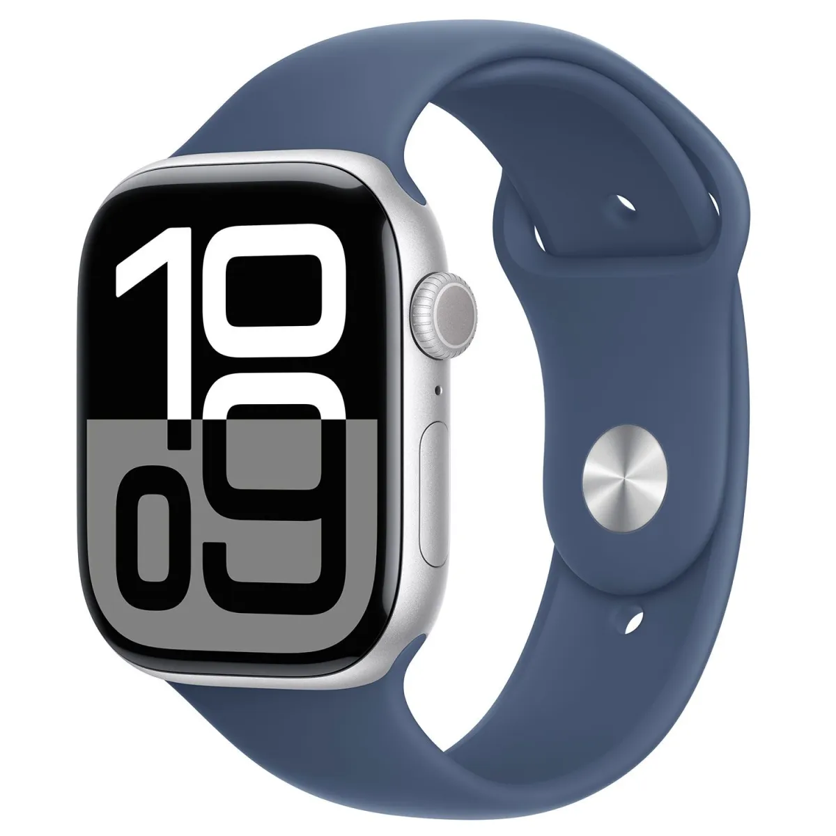 Apple Watch Series 10 46mm Silver Aluminum Case with Denim Sport Band S/M