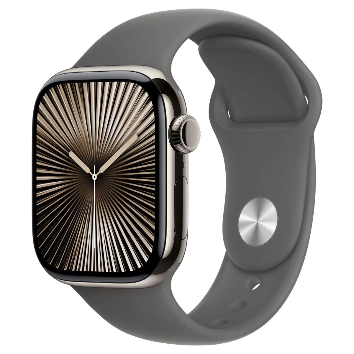 Apple Watch Series 10 Cell 42mm Natural Titanium με Stone Grey Sport Band S/M
