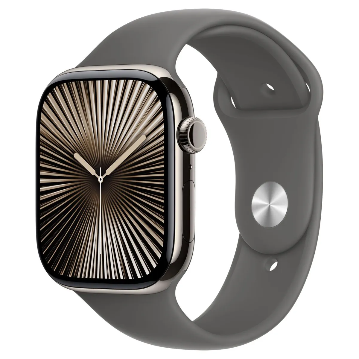 Apple Watch Series 10 Cell 46mm Natural Titanium με Stone Grey Sport Band S/M