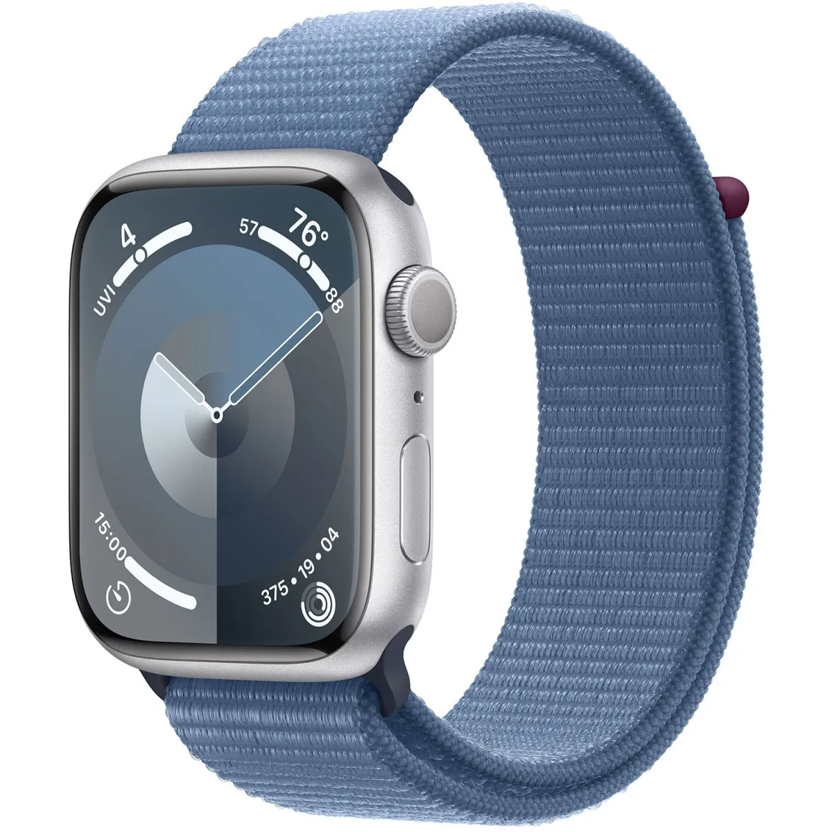 Apple Watch Series 9 45mm Silver Case Winter Blue Sport Loop