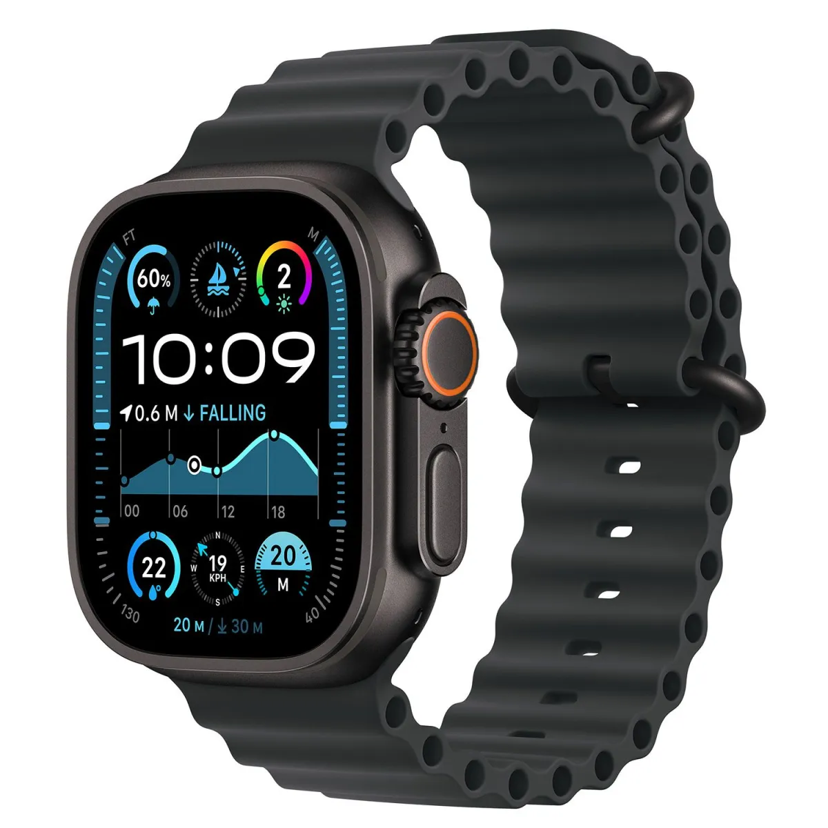 Apple Watch Ultra 2 49mm Black Titanium Case with Black Ocean Band