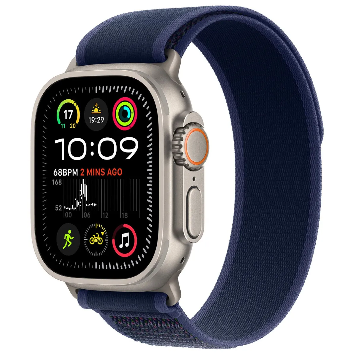 Apple Watch Ultra 2 49mm Natural Titanium Case with Blue Trail Loop M/L