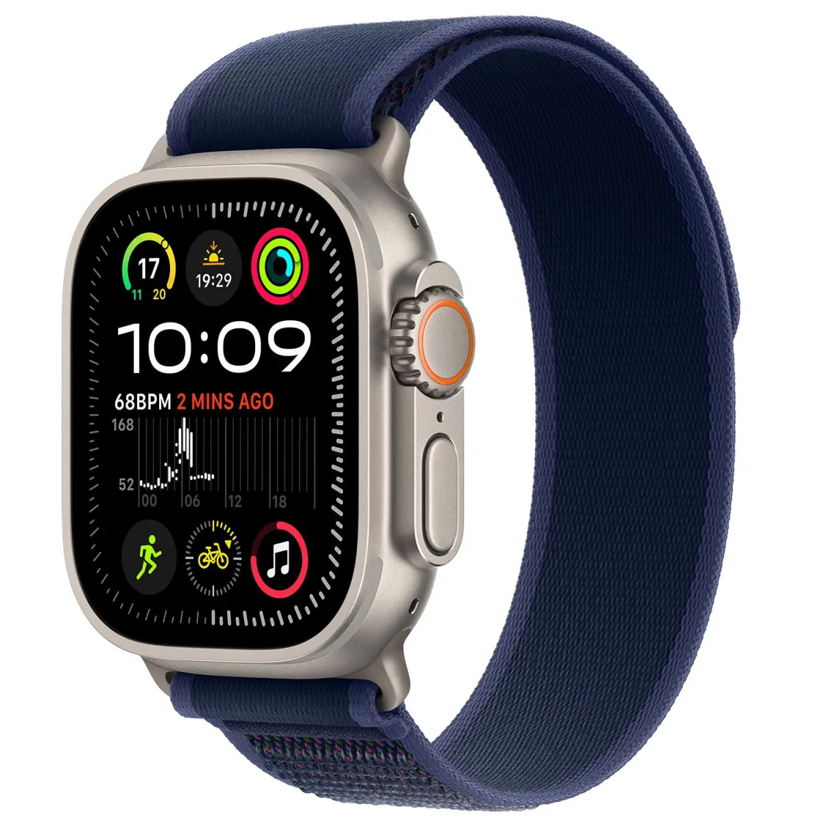 Apple Watch Ultra 2 49mm Natural Titanium Case with Blue Trail Loop S/M