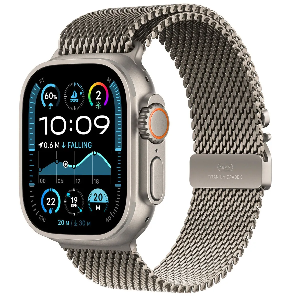 Apple Watch Ultra 2 49mm Natural Titanium Case with Natural Milanese Loop