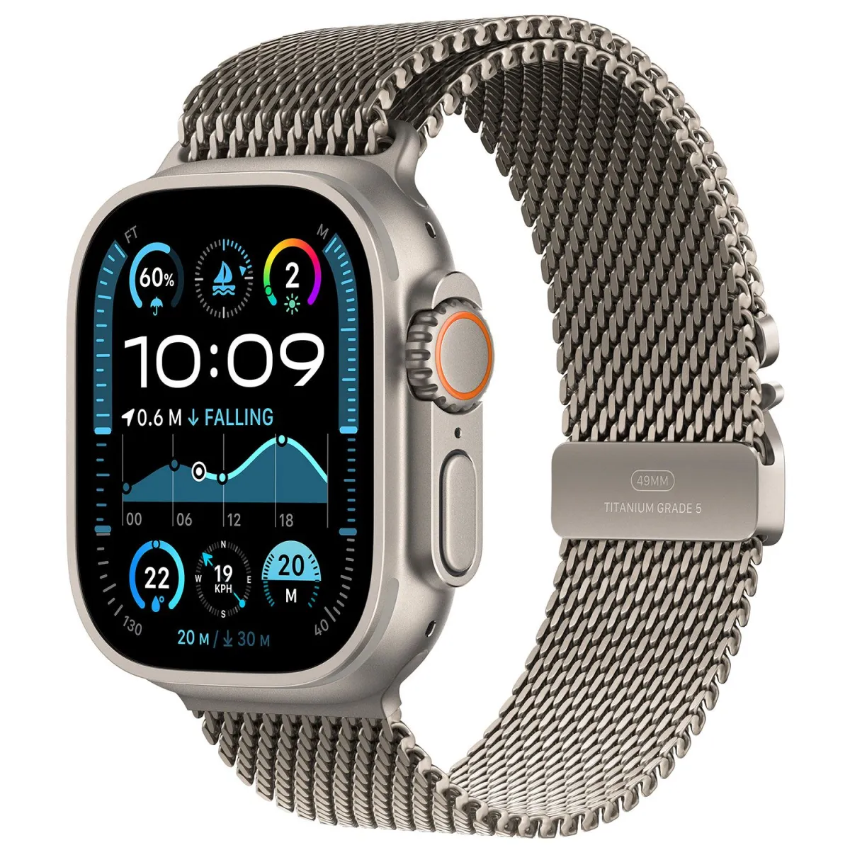 Apple Watch Ultra 2 49mm Natural Titanium Case with Natural Titanium Milanese Loop S