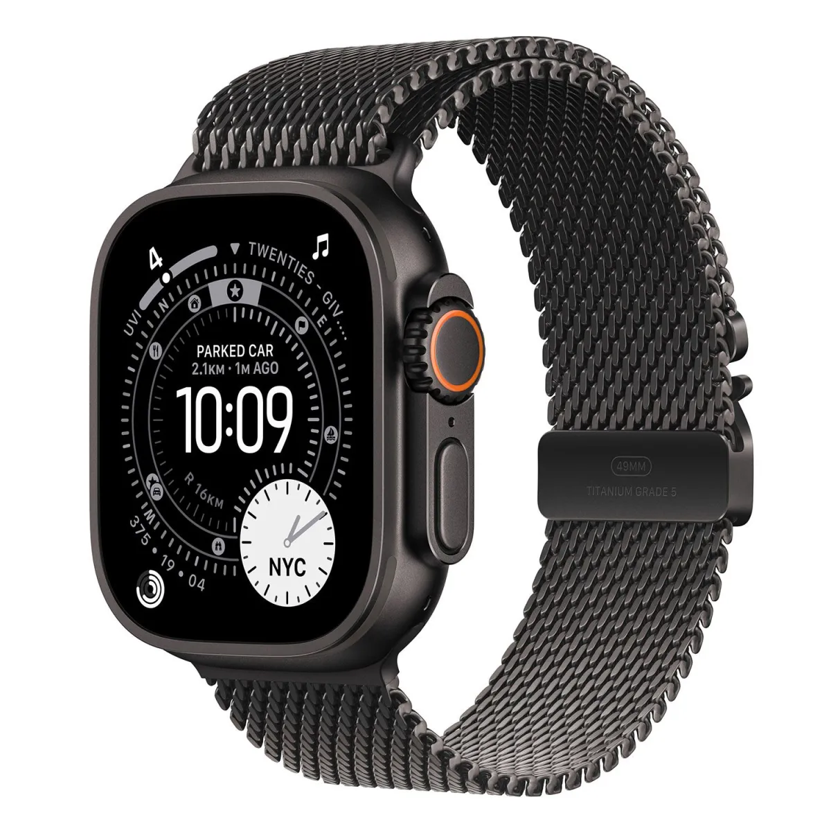 Apple Watch Ultra 3 49mm Black Titanium with Black Titanium Milanese Loop Small