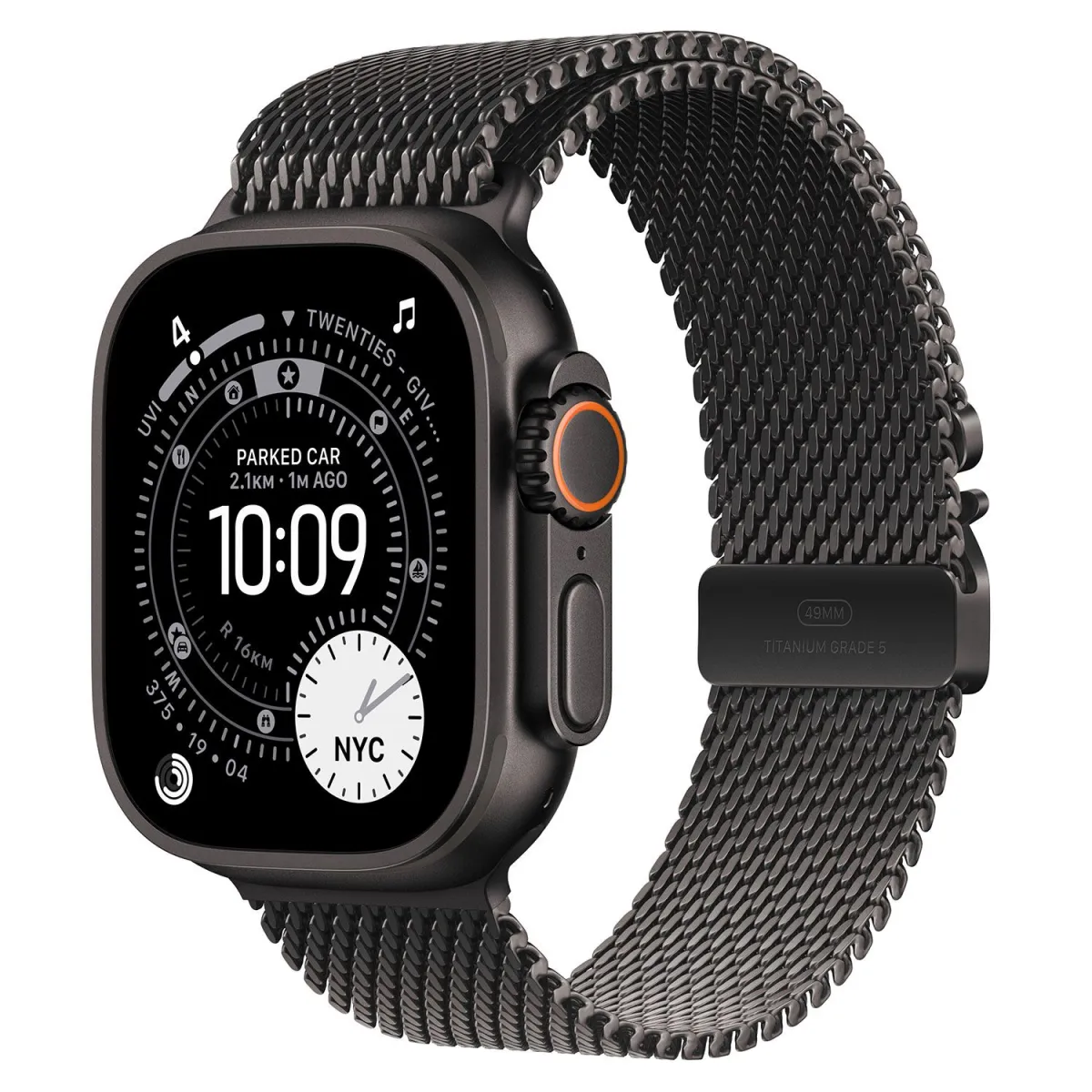 Apple Watch Ultra 3 49mm Black Titanium with Black Titanium Milanese Loop Large