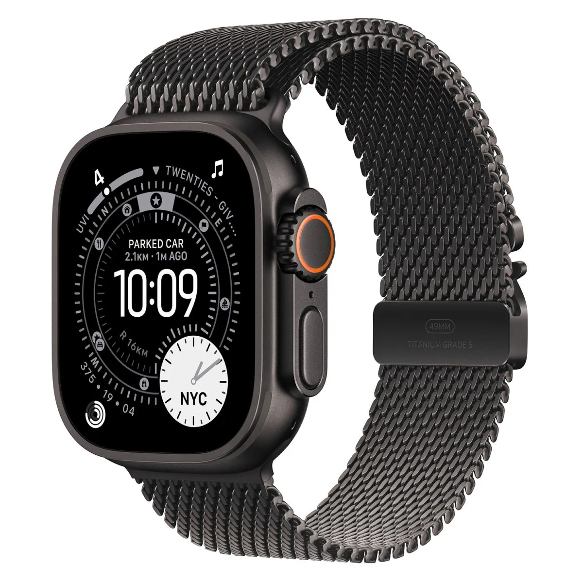 Apple Watch Ultra 3 49mm Black Titanium with Black Titanium Milanese Loop Medium