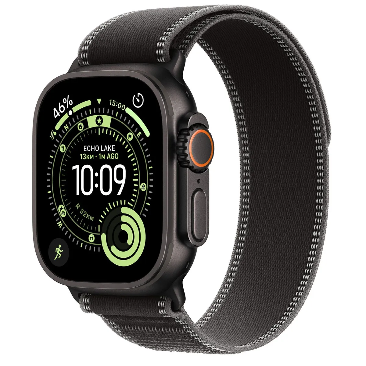 Apple Watch Ultra 3 49mm Black Titanium with Black/Charcoal Trail Loop S/M