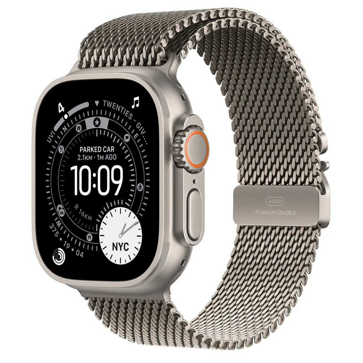 Apple Watch Ultra 3 49mm Natu Tita with Natural Titanium Milanese Loop Large