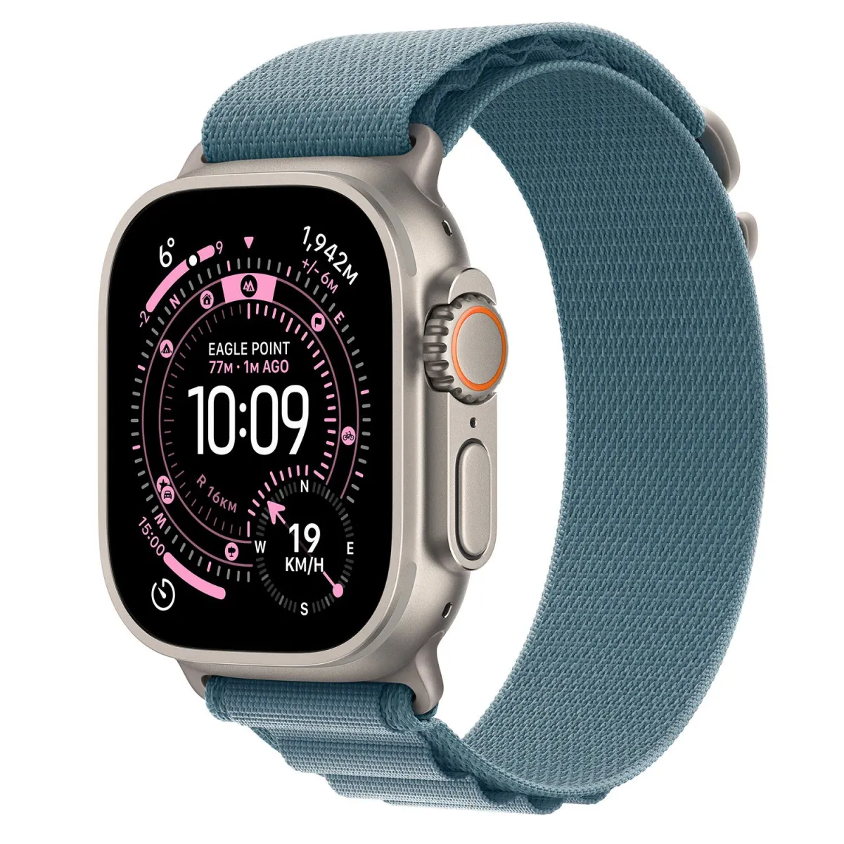 Apple Watch Ultra 3 49mm Natural Titanium with Light Blue Alpine Loop Large