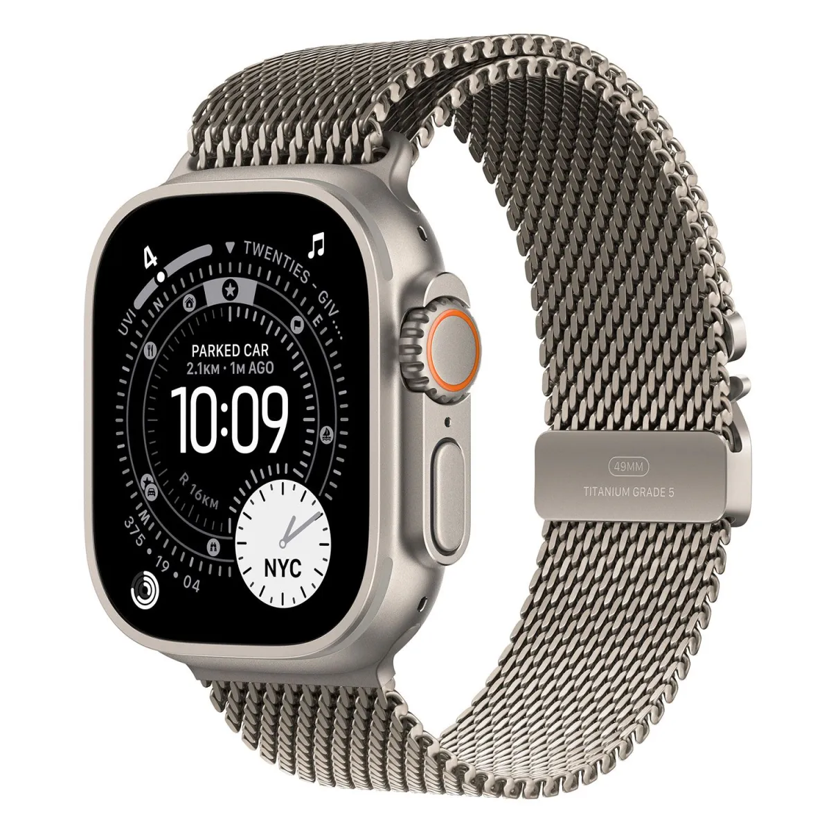 Apple Watch Ultra 3 49mm Natural Titanium with Natural Titanium Milanese Loop Small