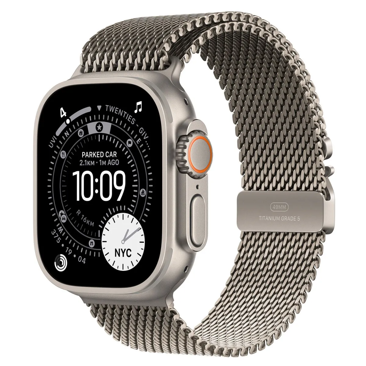 Apple Watch Ultra 3 49mm Natural Titanium with Natural Titanium Milanese Loop Medium