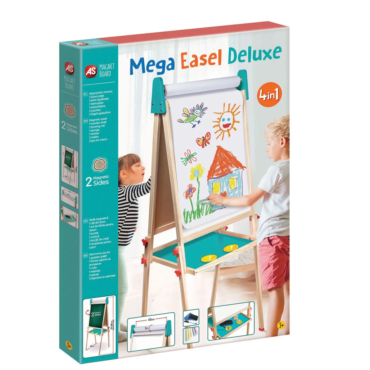 AS Magnet Box Ξύλινος Μαγνητικός Επιδαπέζιος Πίνακας 4 Σε 1