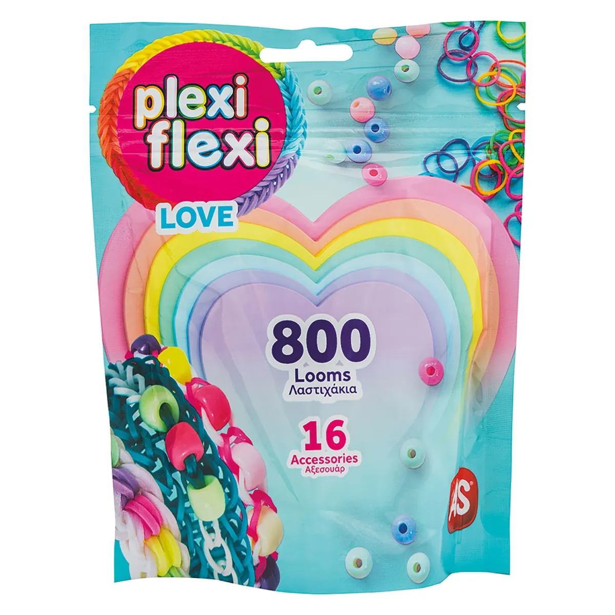 AS Plexi Flexi LOVE Σακουλάκι 800 Λαστιχάκια & 16 Αξεσουάρ