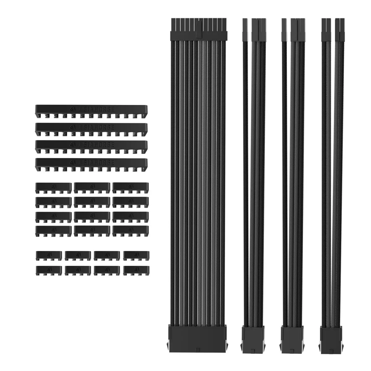 AsiaHorse Extension Sleeved PSU Cable 4-Kit Μάυρο-Γκρι