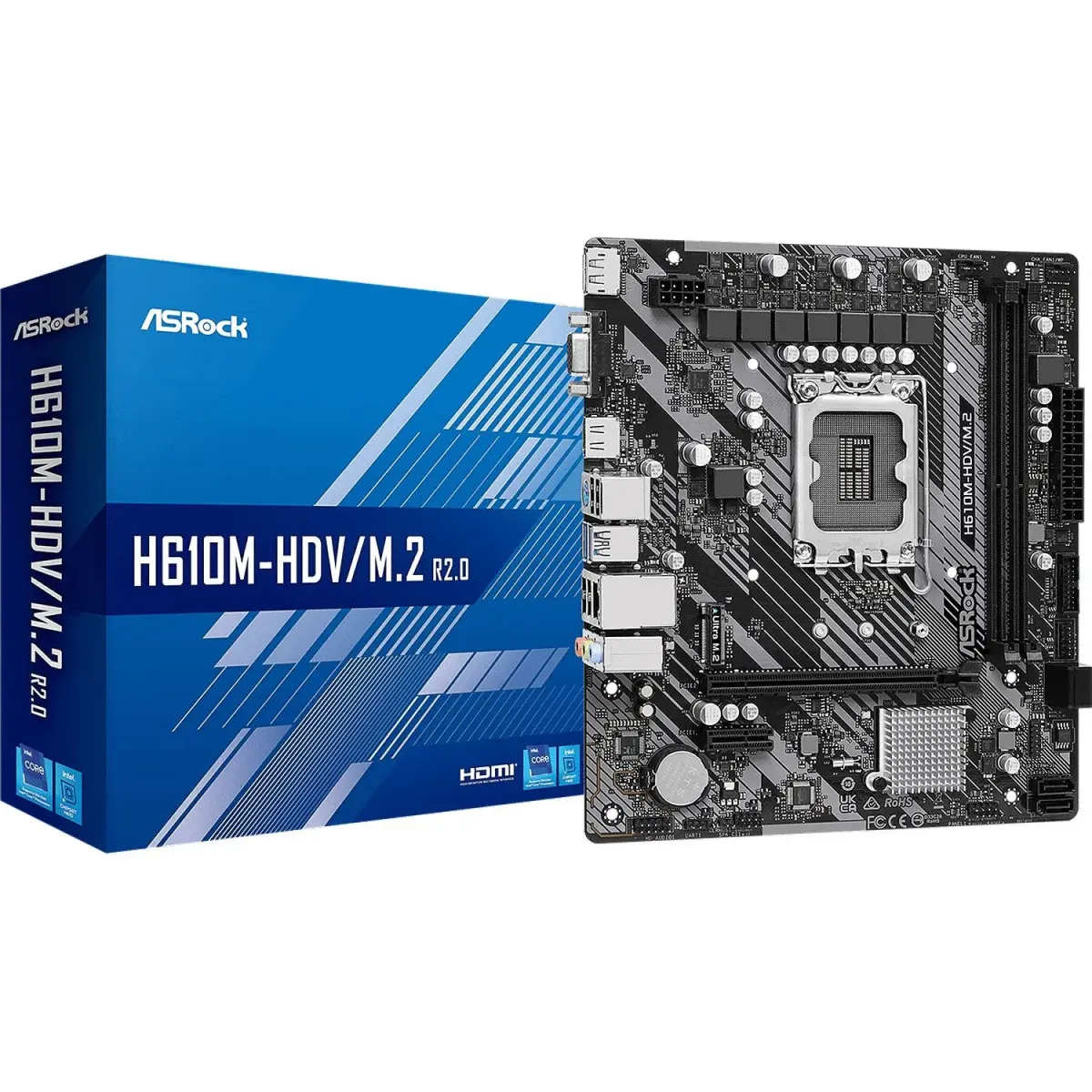 Asrock Motherboard H610 M-HDV/M.2 R2.0 (H610/1700/DDR4)
