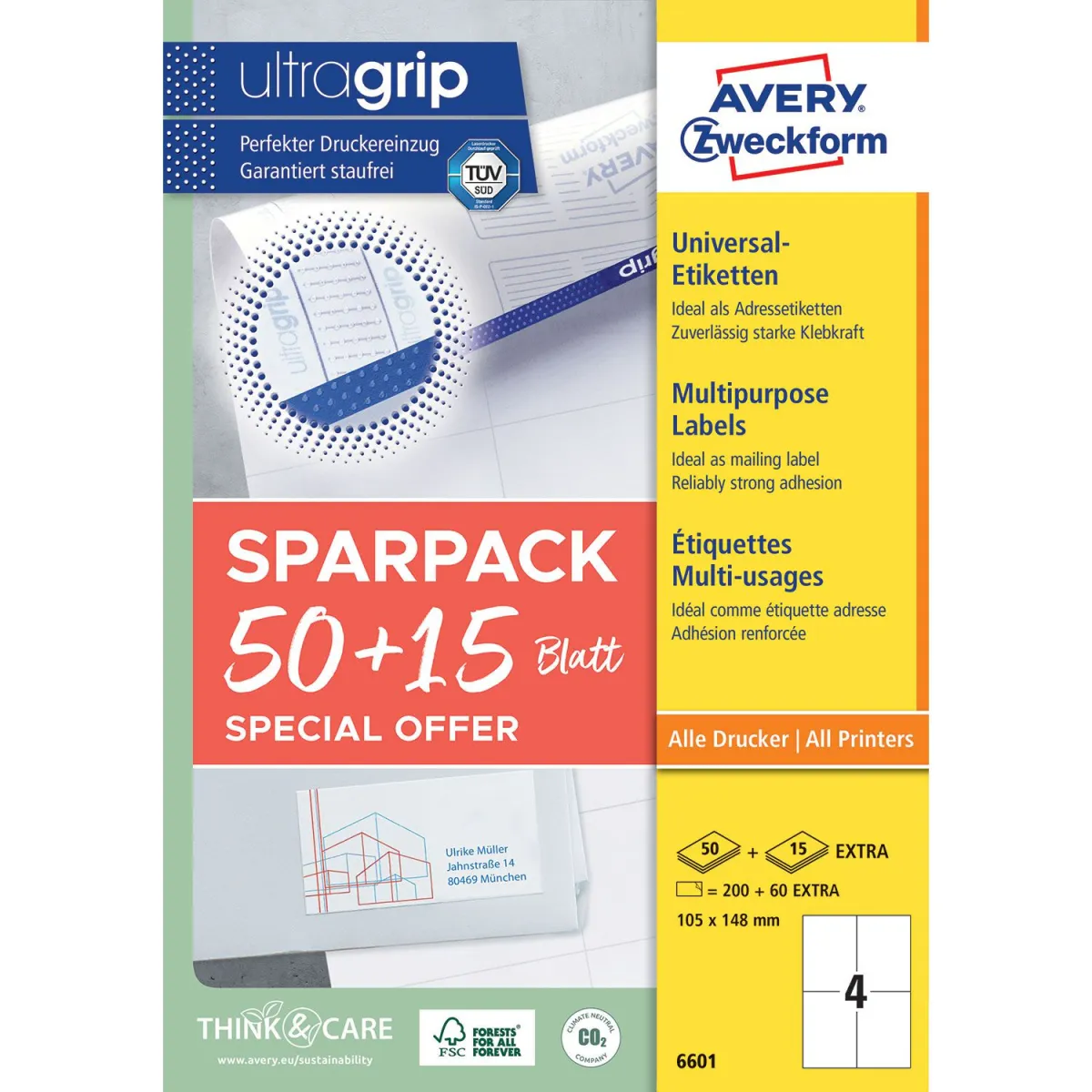 Avery Zweckform Αυτ. Ετικέτες 105x148mm A4 (50+15Φ) 6601