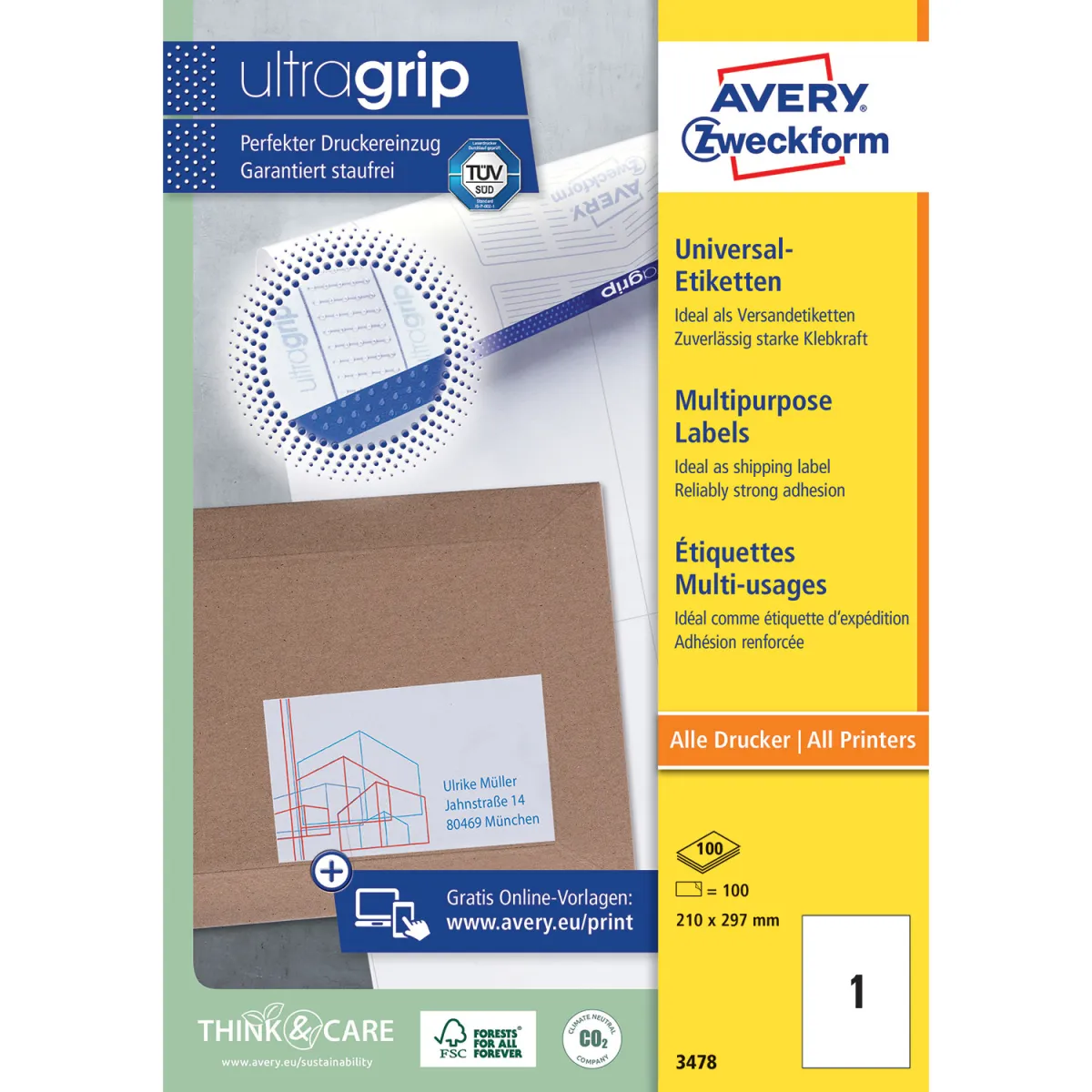 Avery Zweckform Ετικέτες Α4 3478 ( 210 x 297 mm )