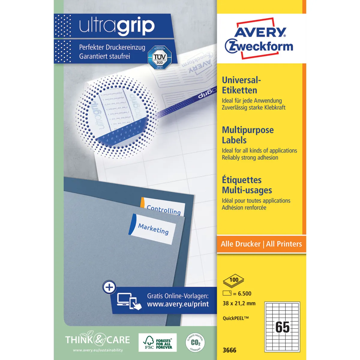 Avery Zweckform Ετικέτες Α4 3666 ( 38 x 21.2 mm )
