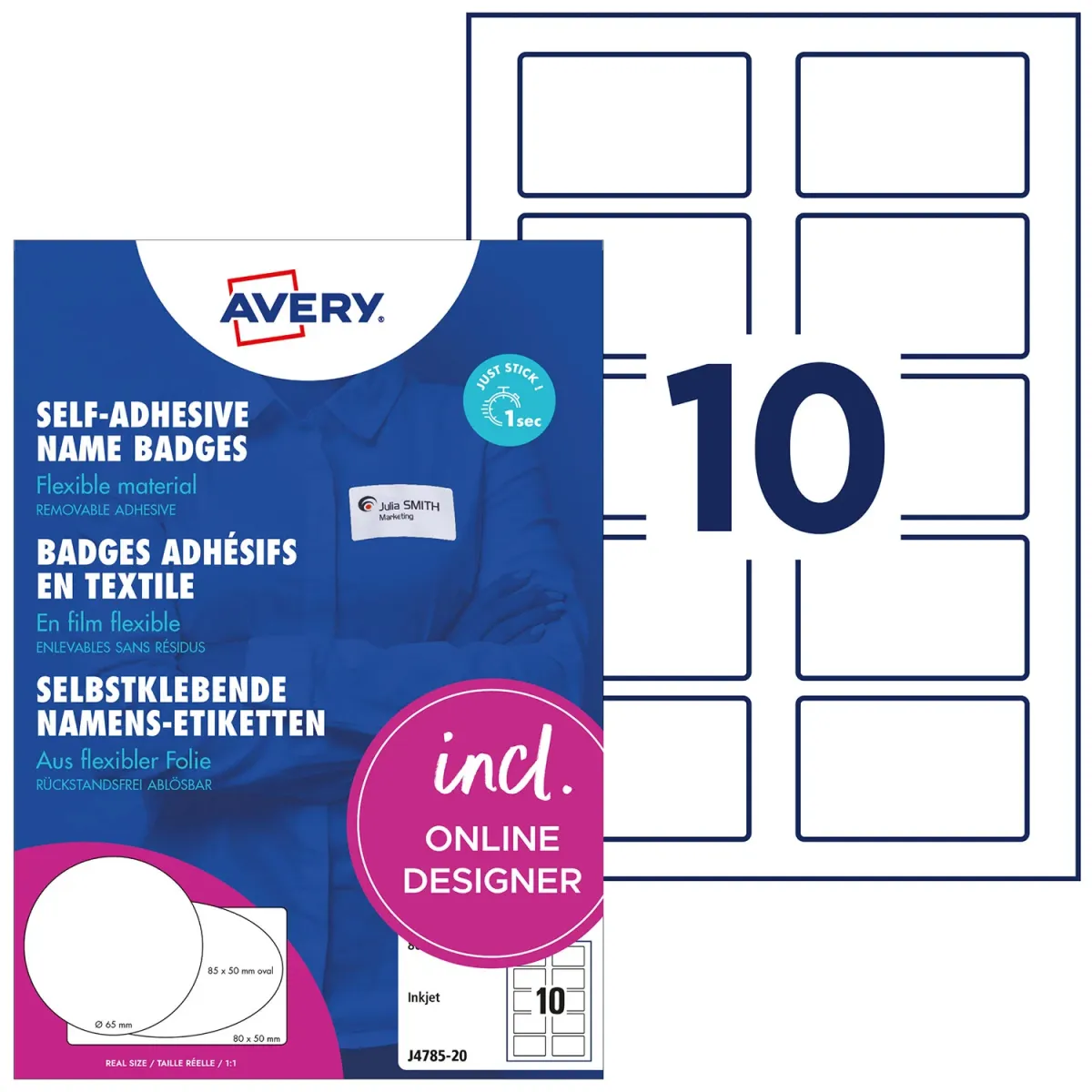 Avery Zweckform Ετικέτες Ονόματος Αυτοκόλλητες 8x5cm 200τεμ Λευκό για Εκτυπωτές με Μελάνι