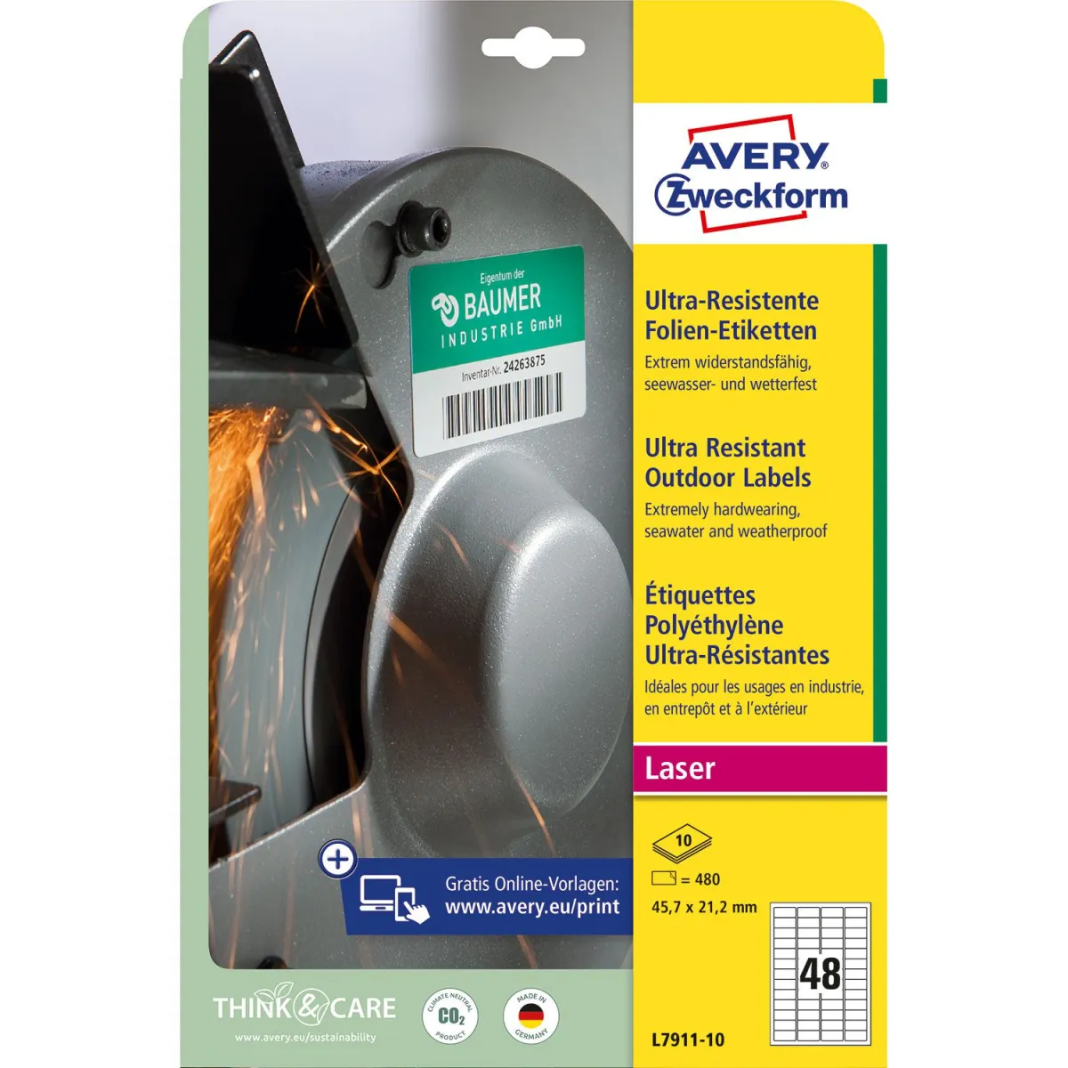 Avery Zweckform ΑΥΤ.ΕΤΙΚΕΤΕΣ A4 ULTRA RESISTANT (45,7X21,2MM) L7911-10