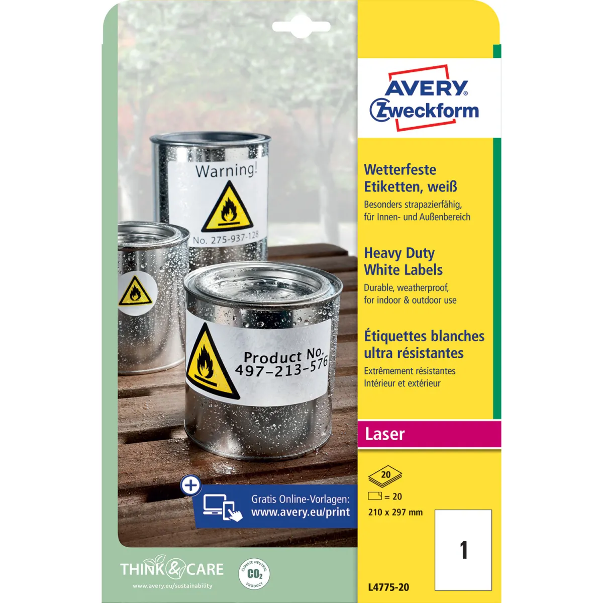 Avery Zweckform Ετικέτες Heavy Duty Α4 L4775-20 ( 210 x 297 mm )