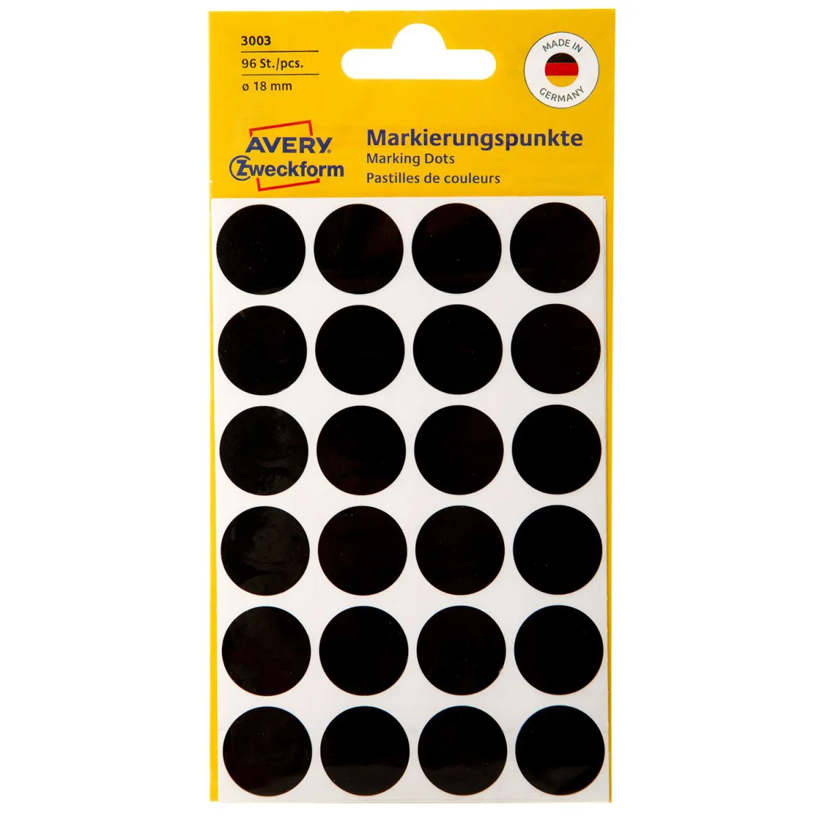 Avery Zweckform Αυτοκόλλητες Στρογγυλές Ετικέτες Marking Dots 96τεμ. Μαύρο