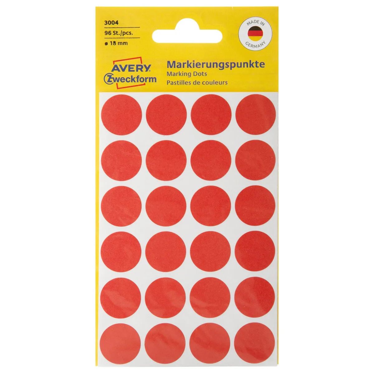 Avery Zweckform Αυτοκόλλητες Στρογγυλές Ετικέτες Marking Dots 96 τεμάχια Κόκκινο