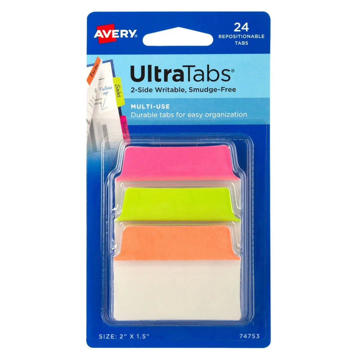 Avery Zweckform Αυτοκόλλητοι Σελιδοδείκτες Ultra Tabs Neon, 5x3.75cm, 24τεμ.