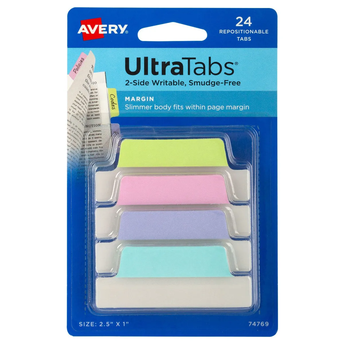 Avery Zweckform Αυτοκόλλητοι Σελιδοδείκτες Ultra Tabs Pastel, 5x2.5cm, 24τεμ.