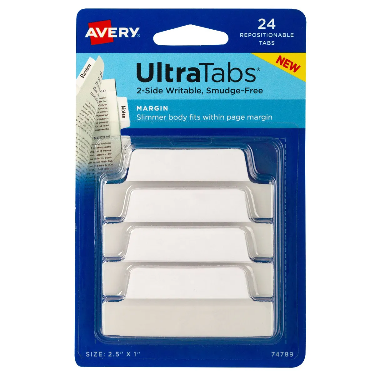 Avery Zweckform Αυτοκόλλητοι Σελιδοδείκτες Ultra Tabs White 5x3.75cm, 24τεμ.