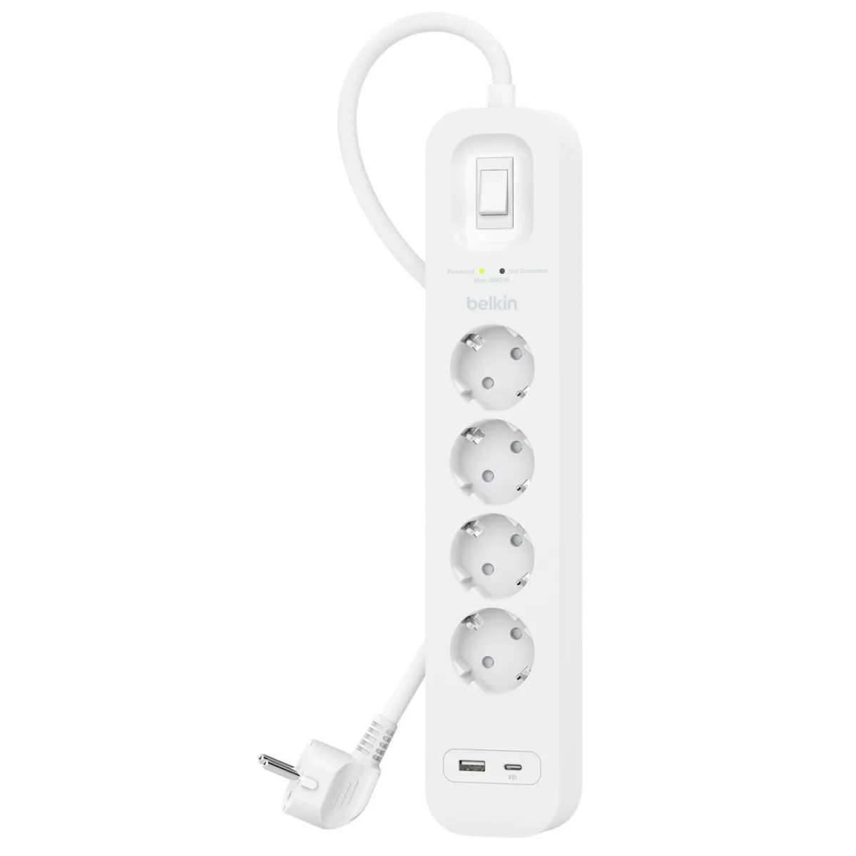 Belkin Πολύπριζο Ασφαλείας 4απλό με USB A+C