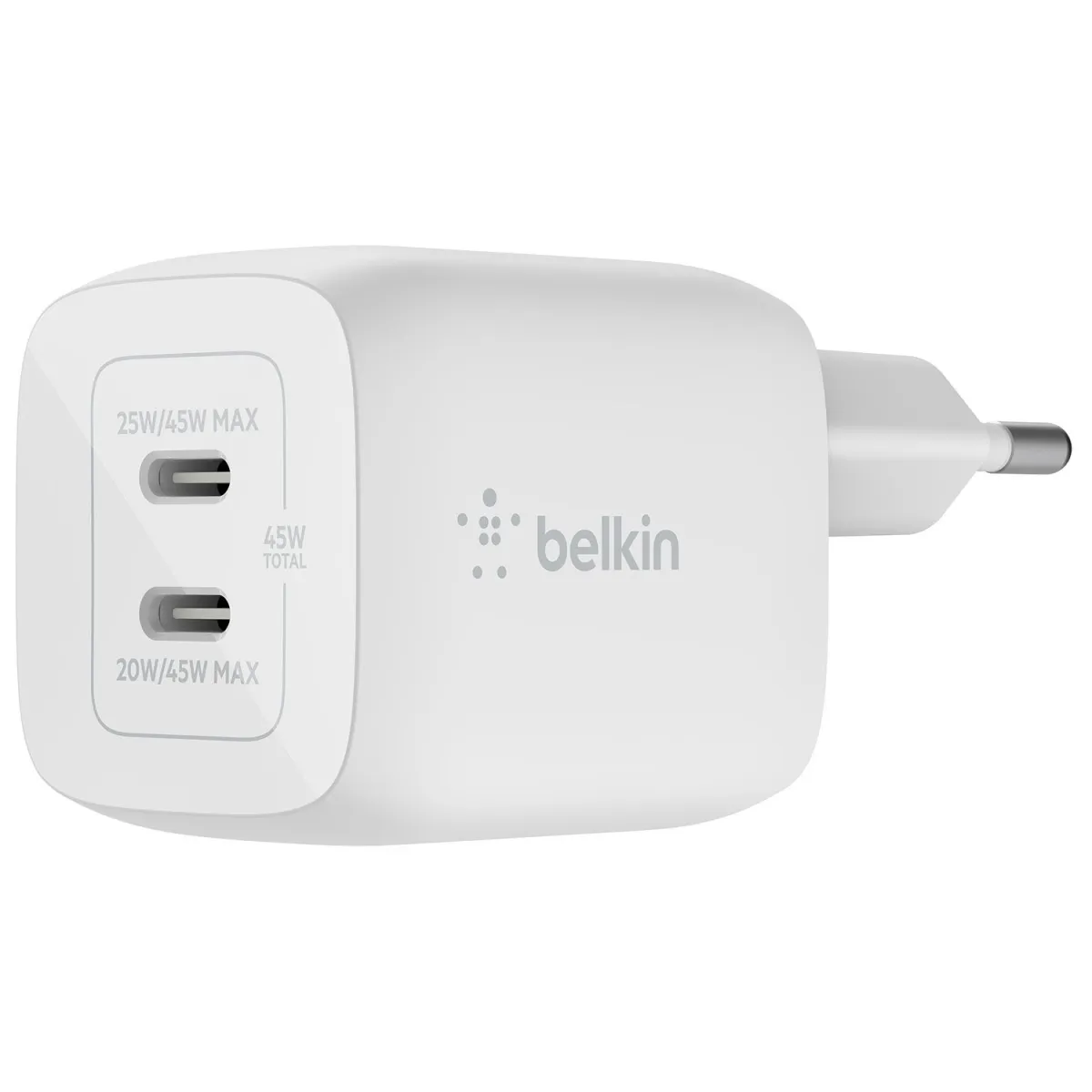 Belkin Φορτιστής GaN 2 Θέσεων 45W Λευκό