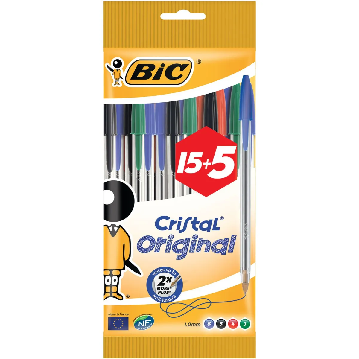 Bic Στυλό Cristal Original Πάχος Μύτης  1.0mm 15+5τεμ.