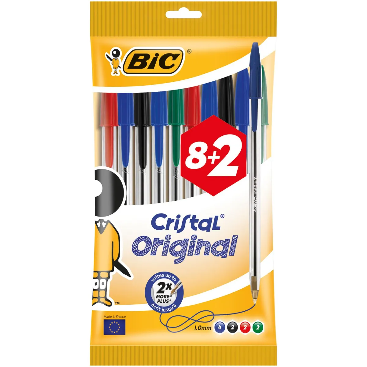 Bic Στυλό Crystal Πάχος Μύτης 1.0mm 8+2τεμ.