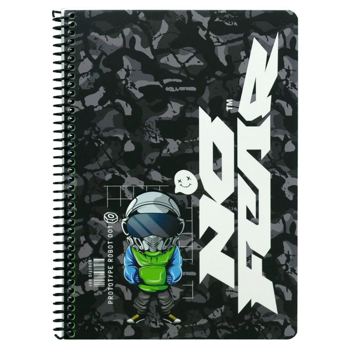 Bmu Τετράδιο Σπιράλ 17x25/2Θ No Fear Robot-Doodles 70 Φύλλων