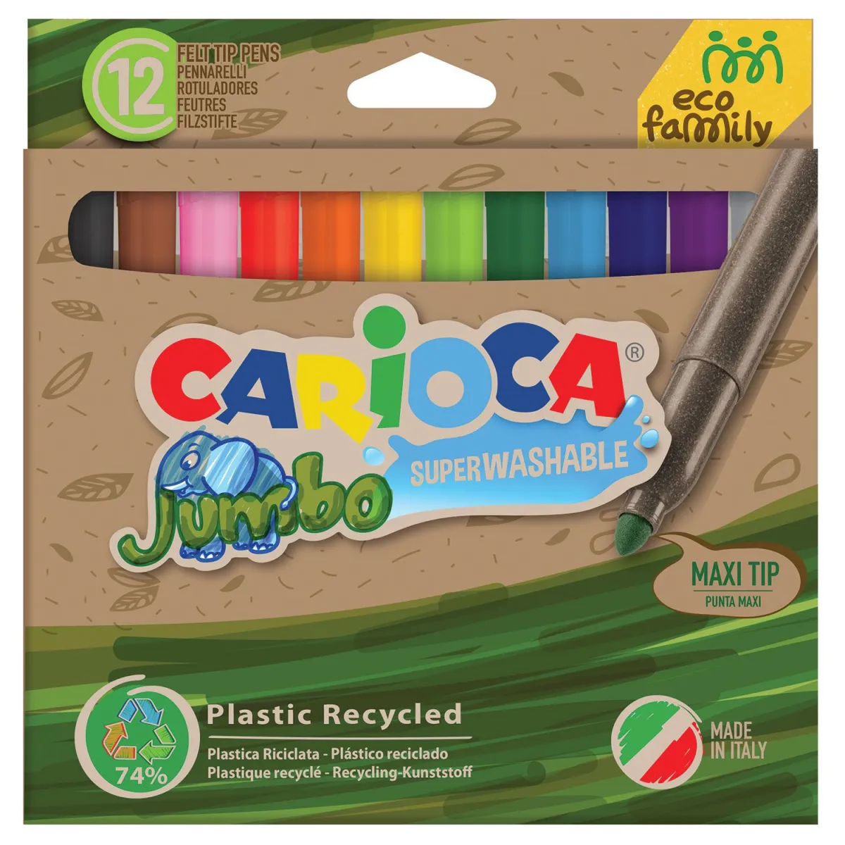 Carioca Μαρκαδόροι Χοντροί Eco Family 12τεμ.