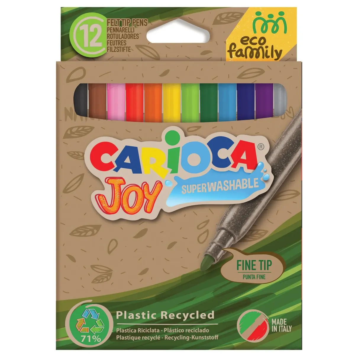 Carioca Μαρκαδόροι Ζωγραφικής Λεπτοί Joy Eco Family Superwashable  12τεμ.