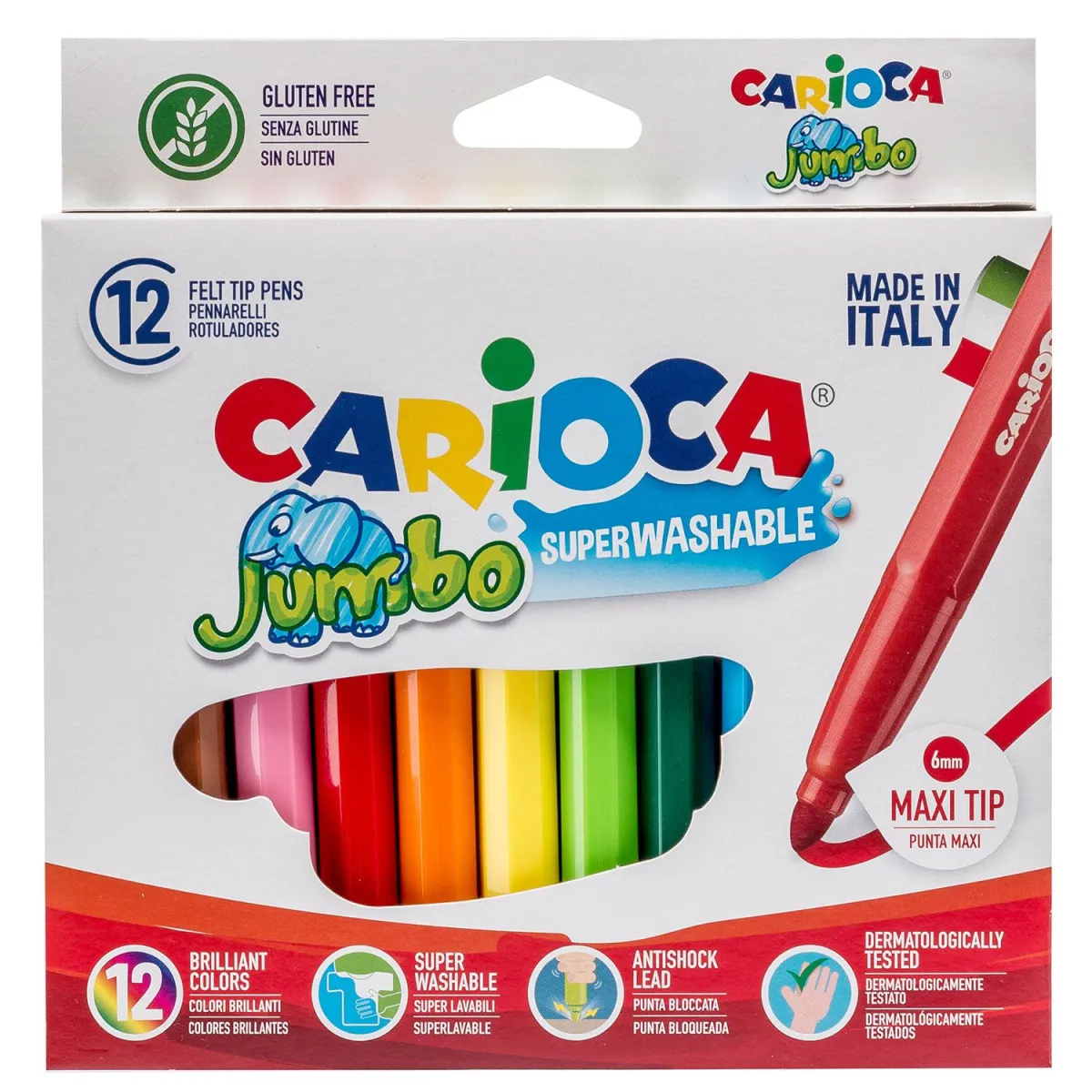 Carioca Μαρκαδόροι Ζωγραφικής Jumbo Superwashable 12τεμ.
