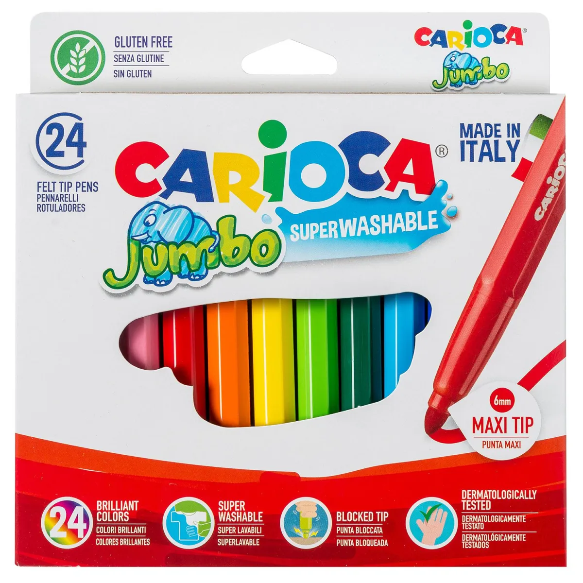 Carioca Μαρκαδόροι Ζωγραφικής Jumbo Superwashable 24τεμ.