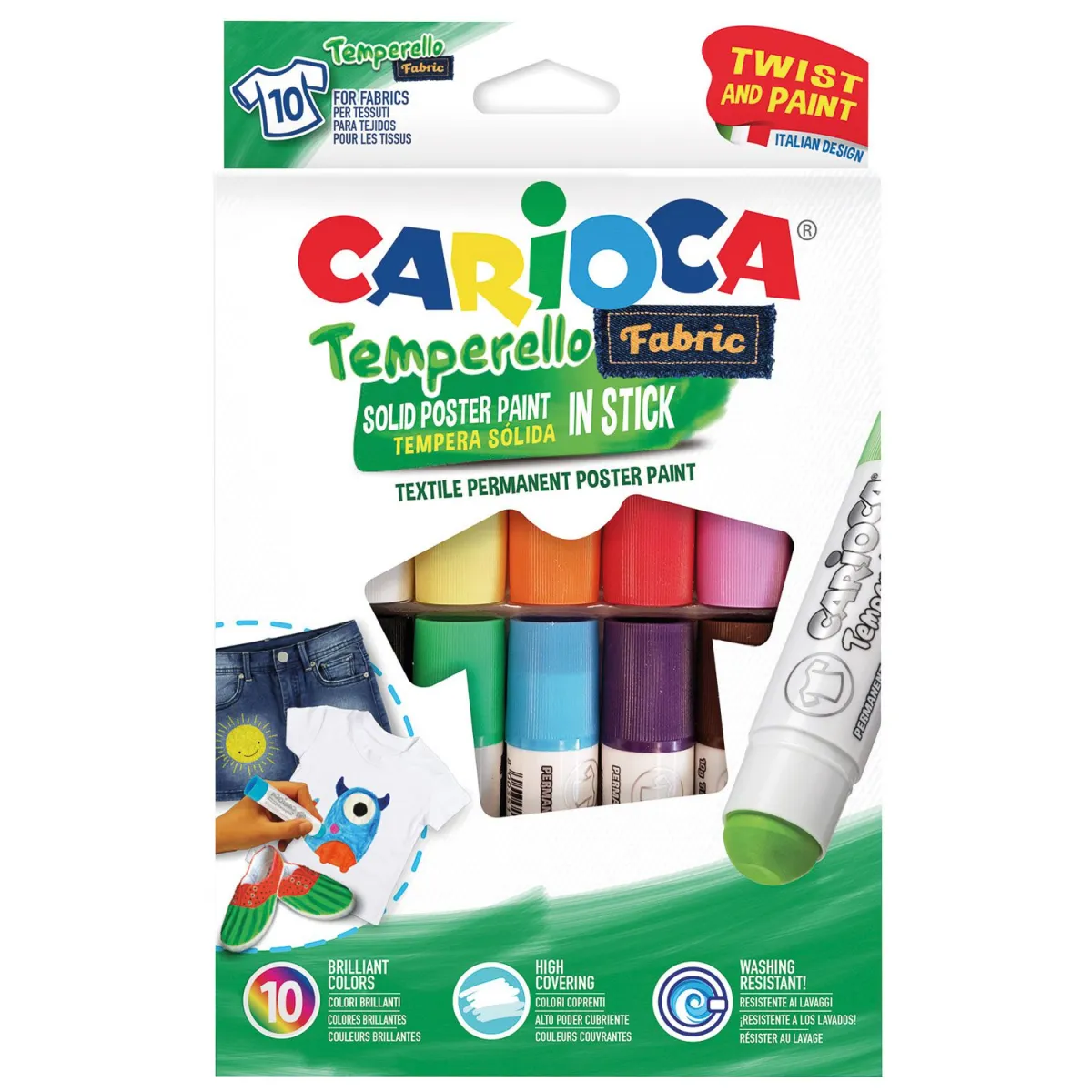 Carioca Τέμπερα σε stick για ύφασμα Temperello 10τεμ.