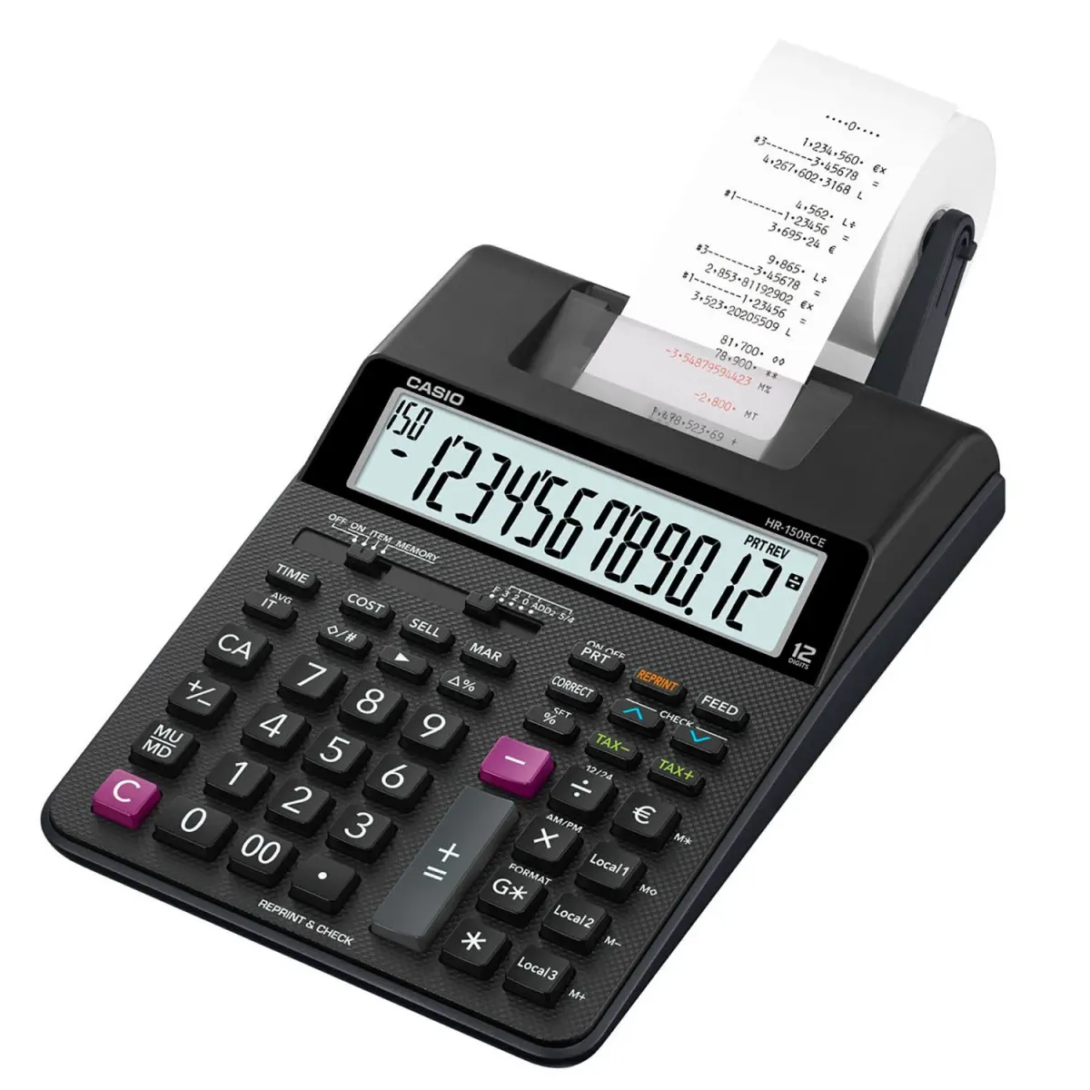 Casio Αριθμομηχανή 12 ψηφία με ταινία HR-150RCE