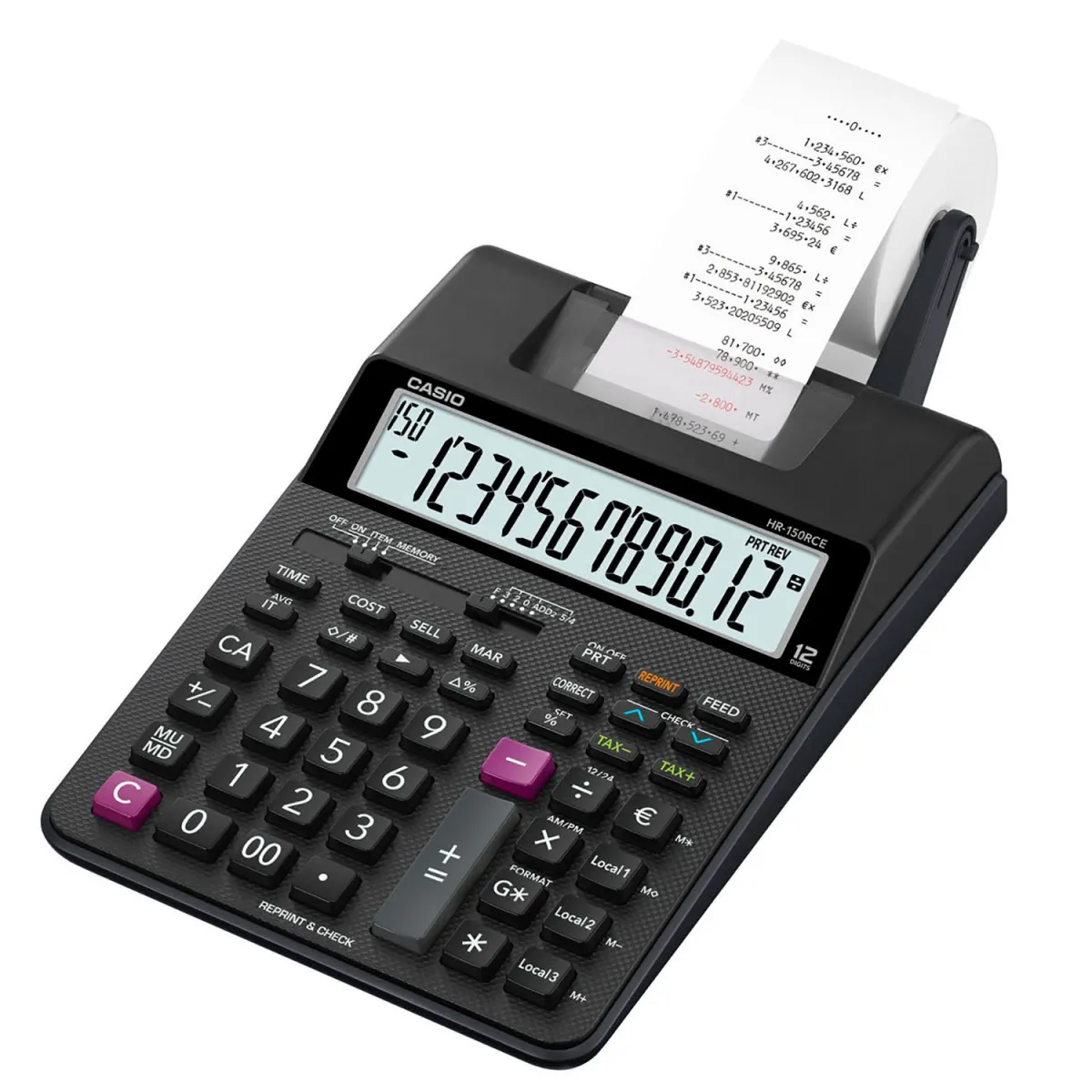 Casio Αριθμομηχανή 12 ψηφία με ταινία HR-150RCE