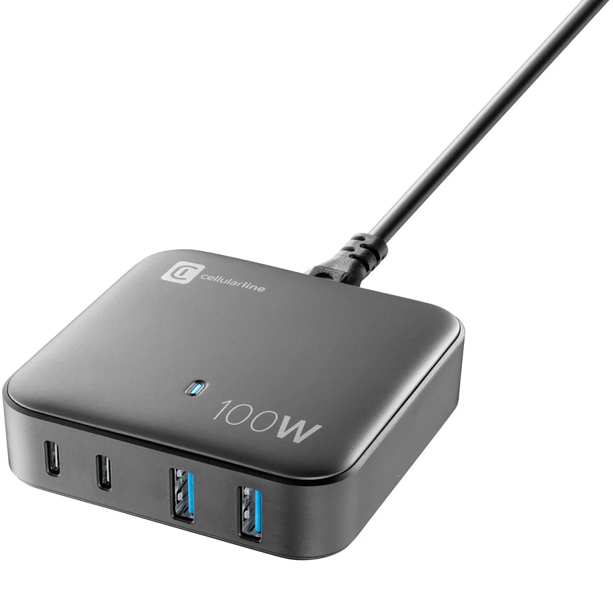 Cellularline Φορτιστής GaN 4 Θέσεων 100W Μαύρο