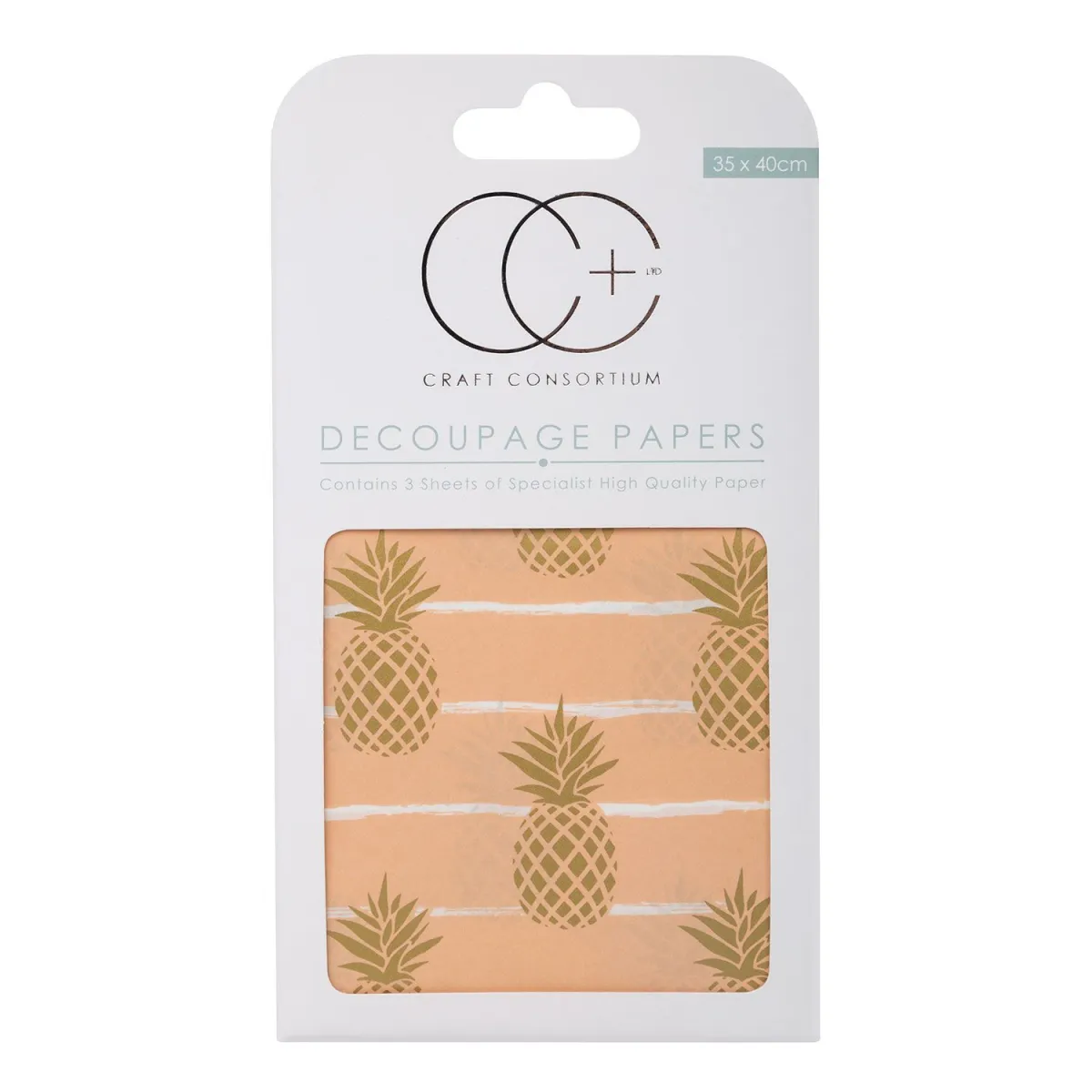 Craft Consortium Χατρί Decoupage Pineapple Gold 3τεμ.