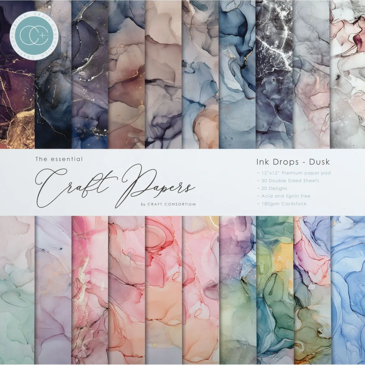 Craft Consortium Paper Pad Ink Drops Dusk 30 φύλλα