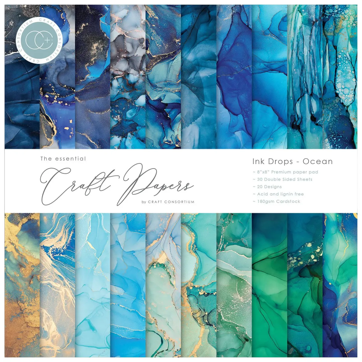 Craft Consortium Paper Pad Ink Drops Ocean 30 φύλλα
